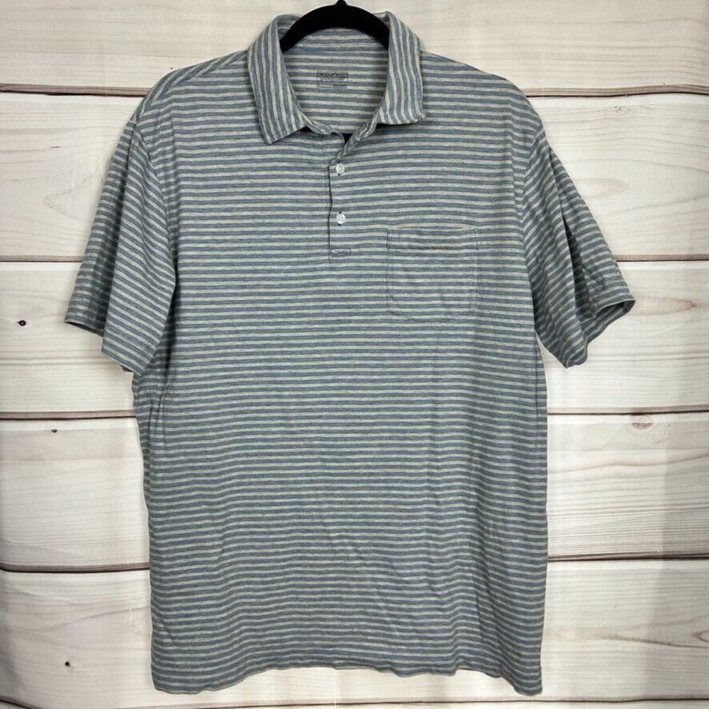 Patagonia Worn Wear Squeaky Clean Polo Grey Blue Collared Short Sleeve Size L